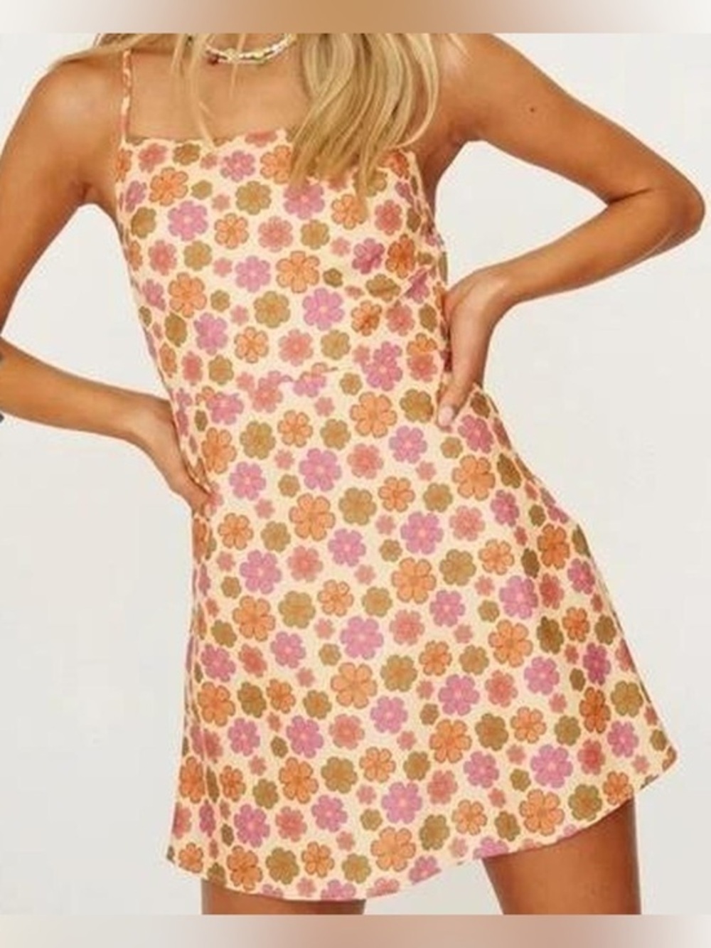 VRG Grl Retro Floral Mini Slip Dress